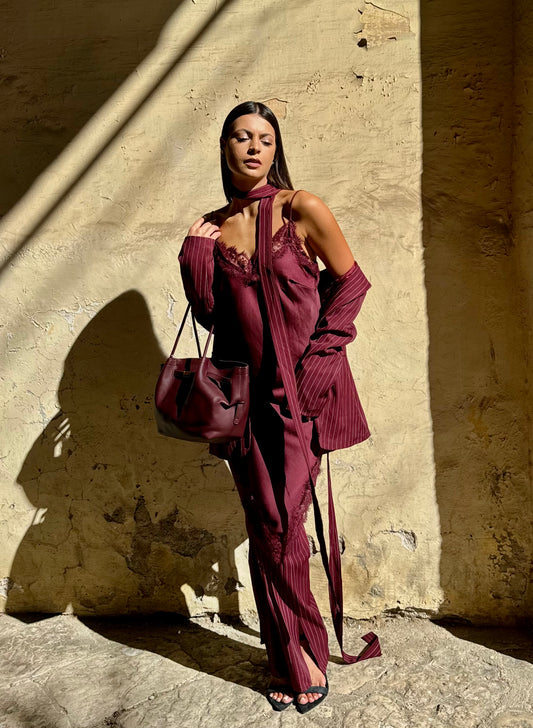 ABITO SATIN LINGERIE BURGUNDY