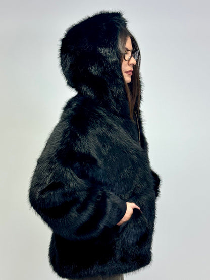 Felpa pelliccia over nero