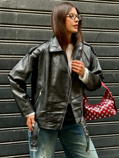 Jacket leather black