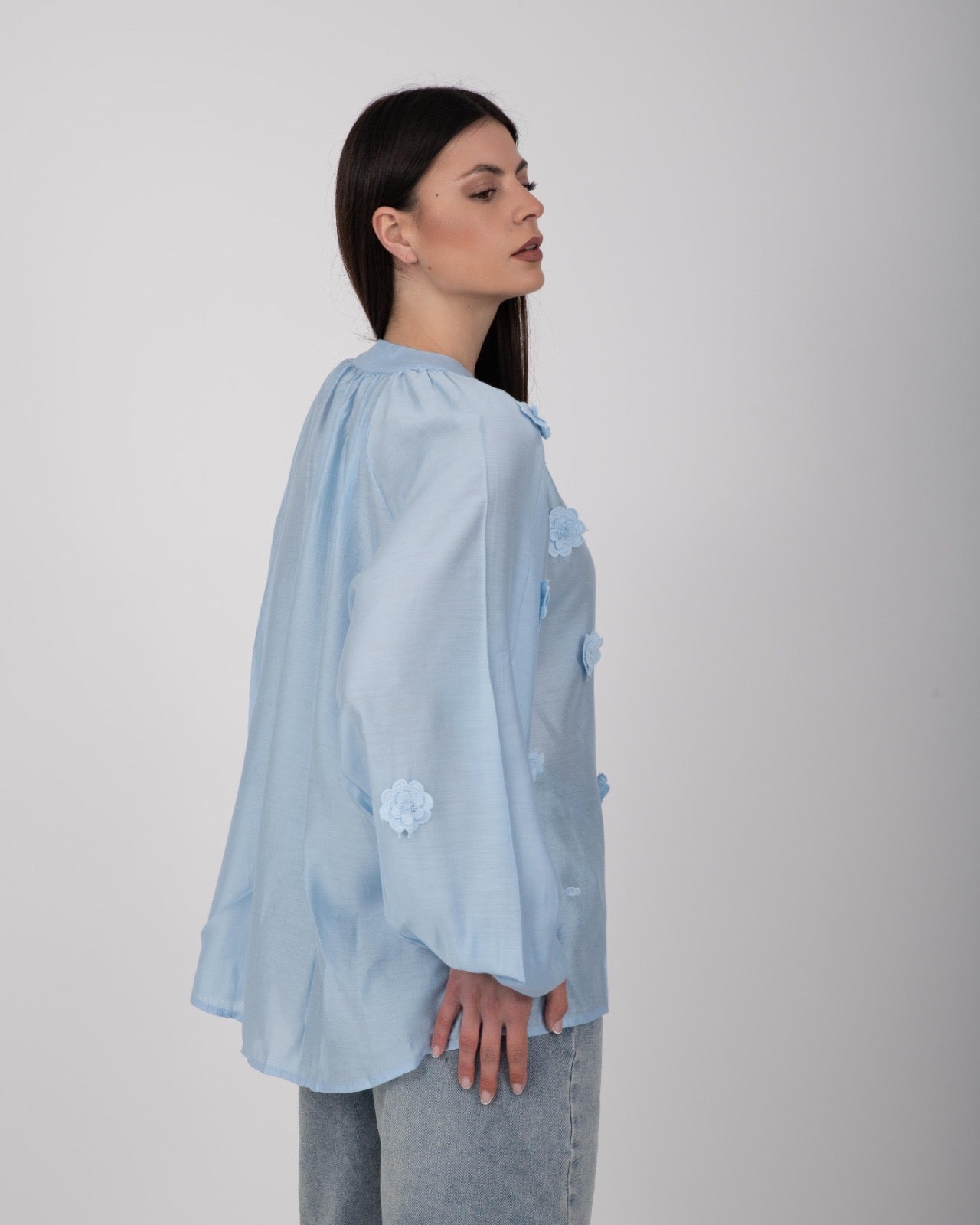 CAMICIA FLORA AZZURRA