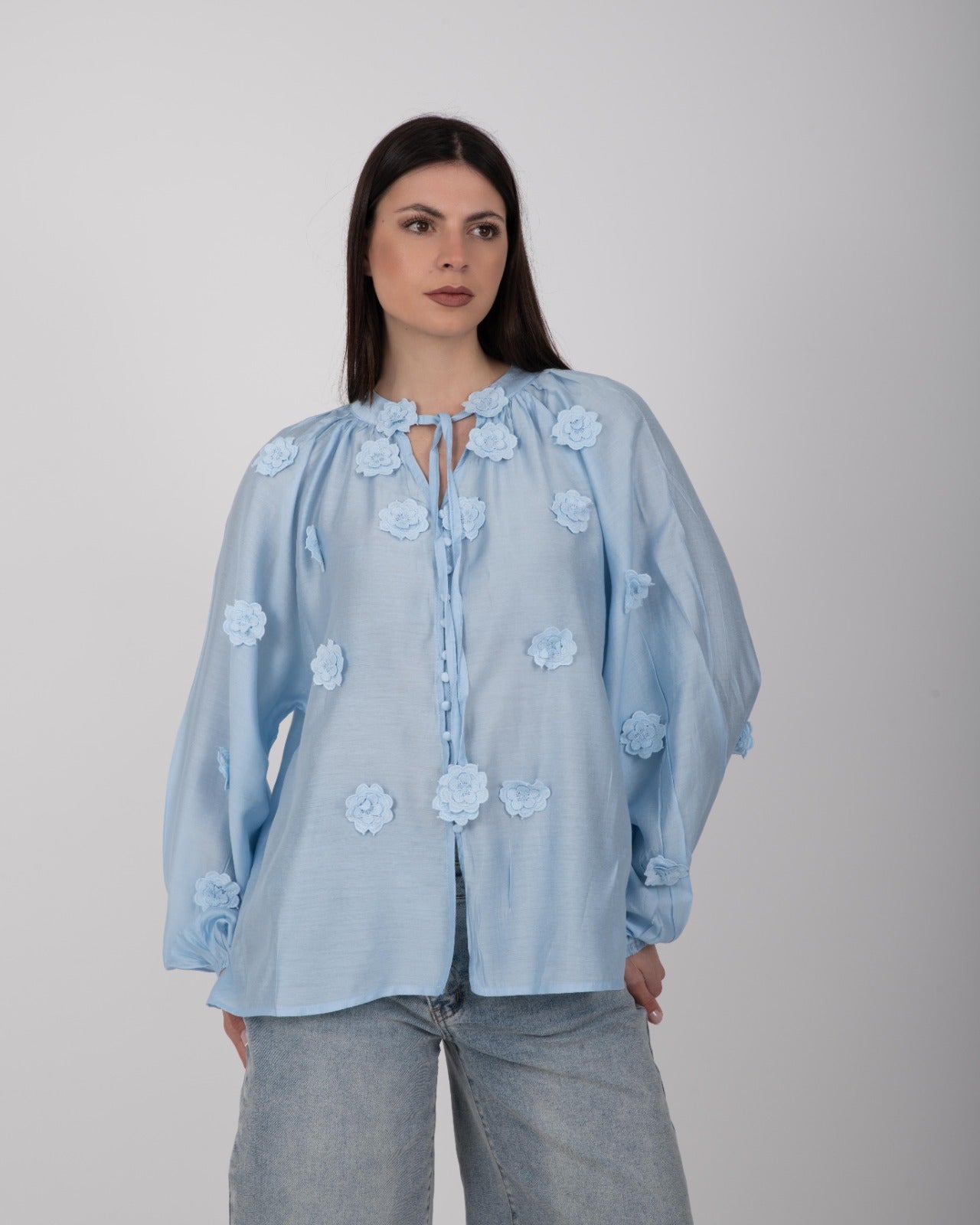 CAMICIA FLORA AZZURRA