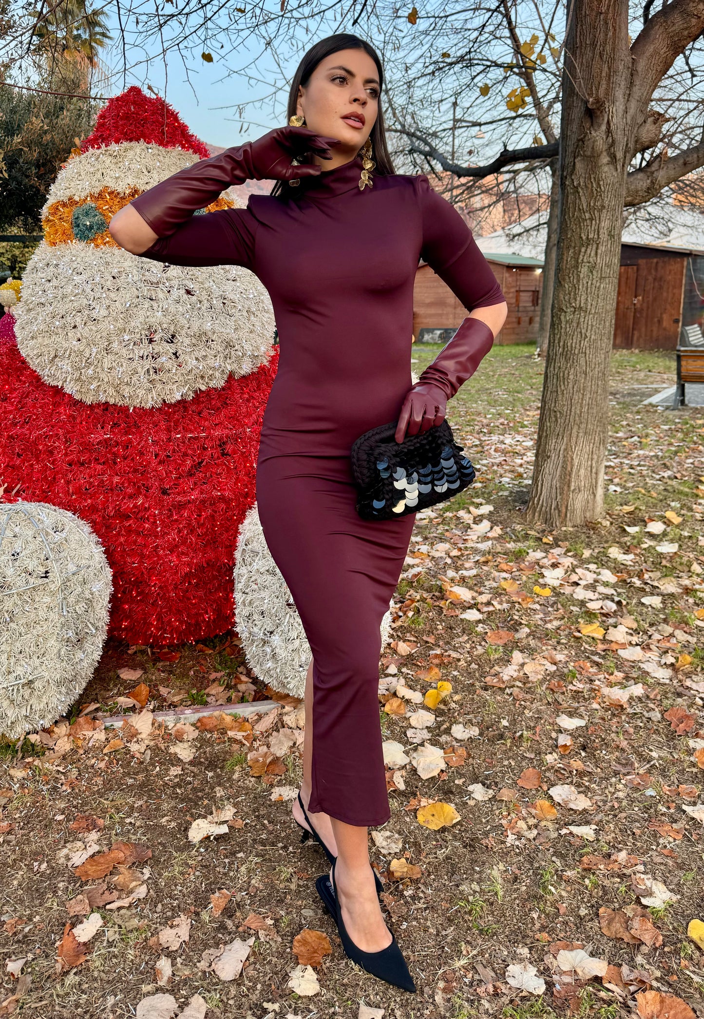 ABITO SELENA BURGUNDY