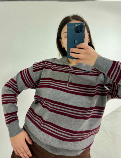 POLO STRIPPES BURGUNDY