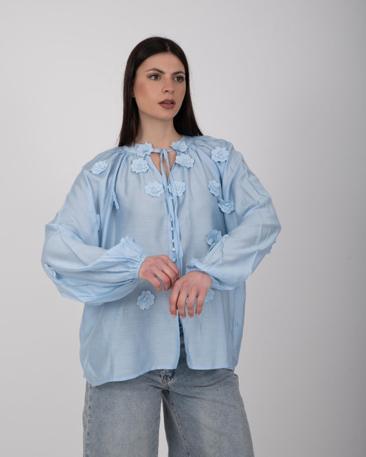 CAMICIA FLORA AZZURRA