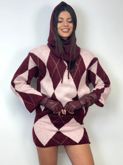 Cord set rombi Burgundy