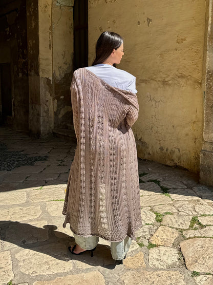 CARDIGAN FILO LAVORATO FANGO