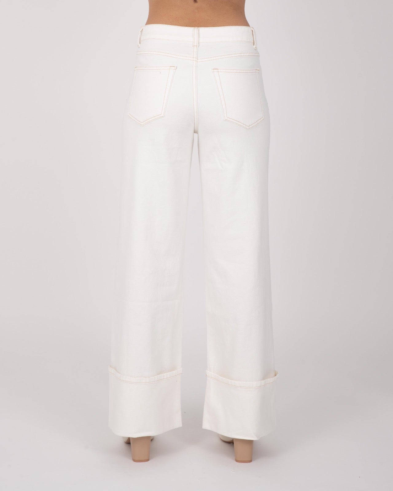 JEANS PIEGA DENIM BIANCO