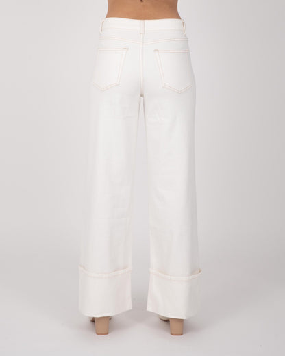 JEANS PIEGA DENIM BIANCO