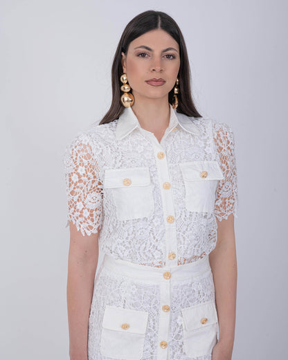 CORD SET GONNA GIADA BIANCO