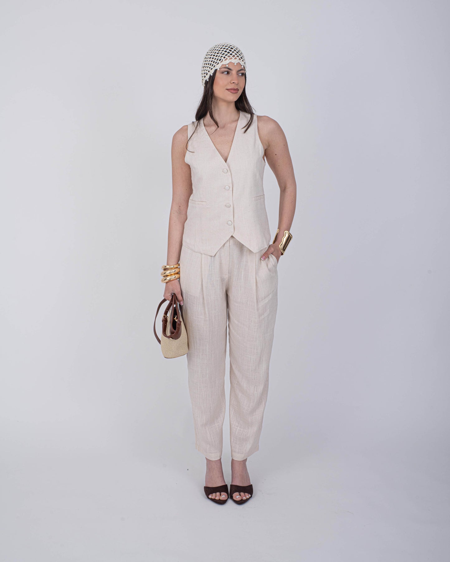 CORD SET LINO GILET