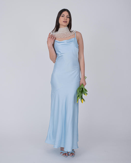 ABITO SATIN CELESTE