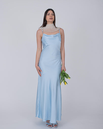 ABITO SATIN CELESTE