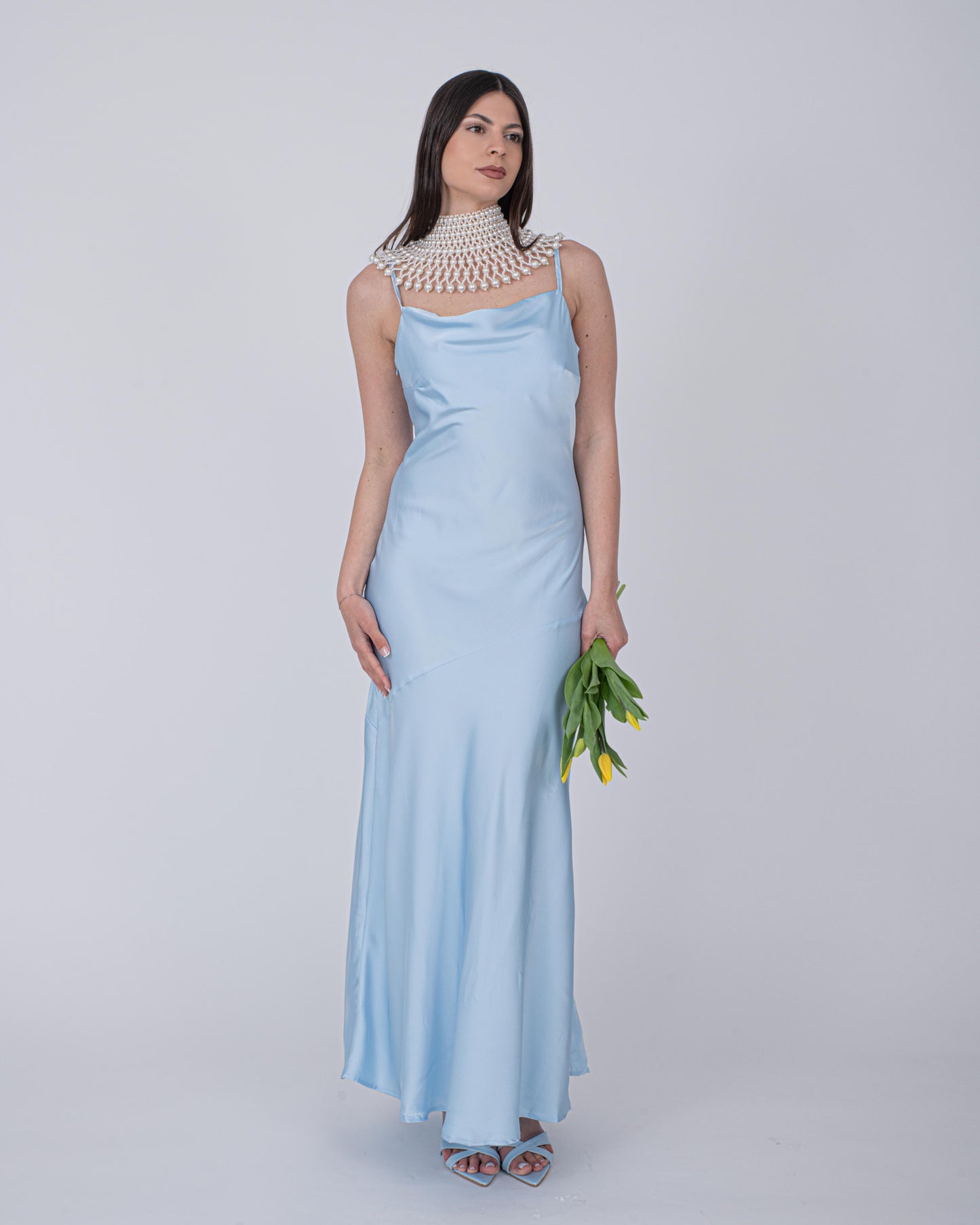 ABITO SATIN CELESTE