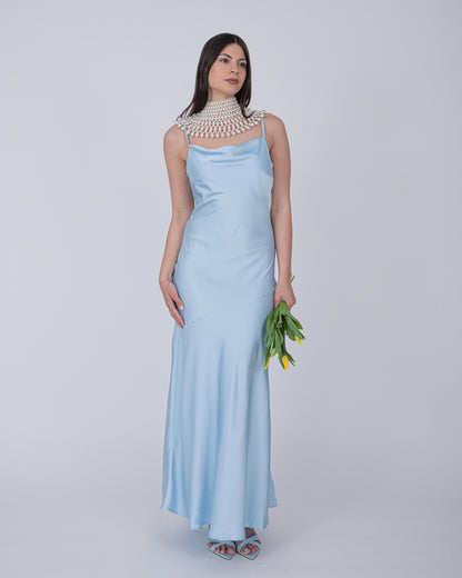 ABITO SATIN CELESTE