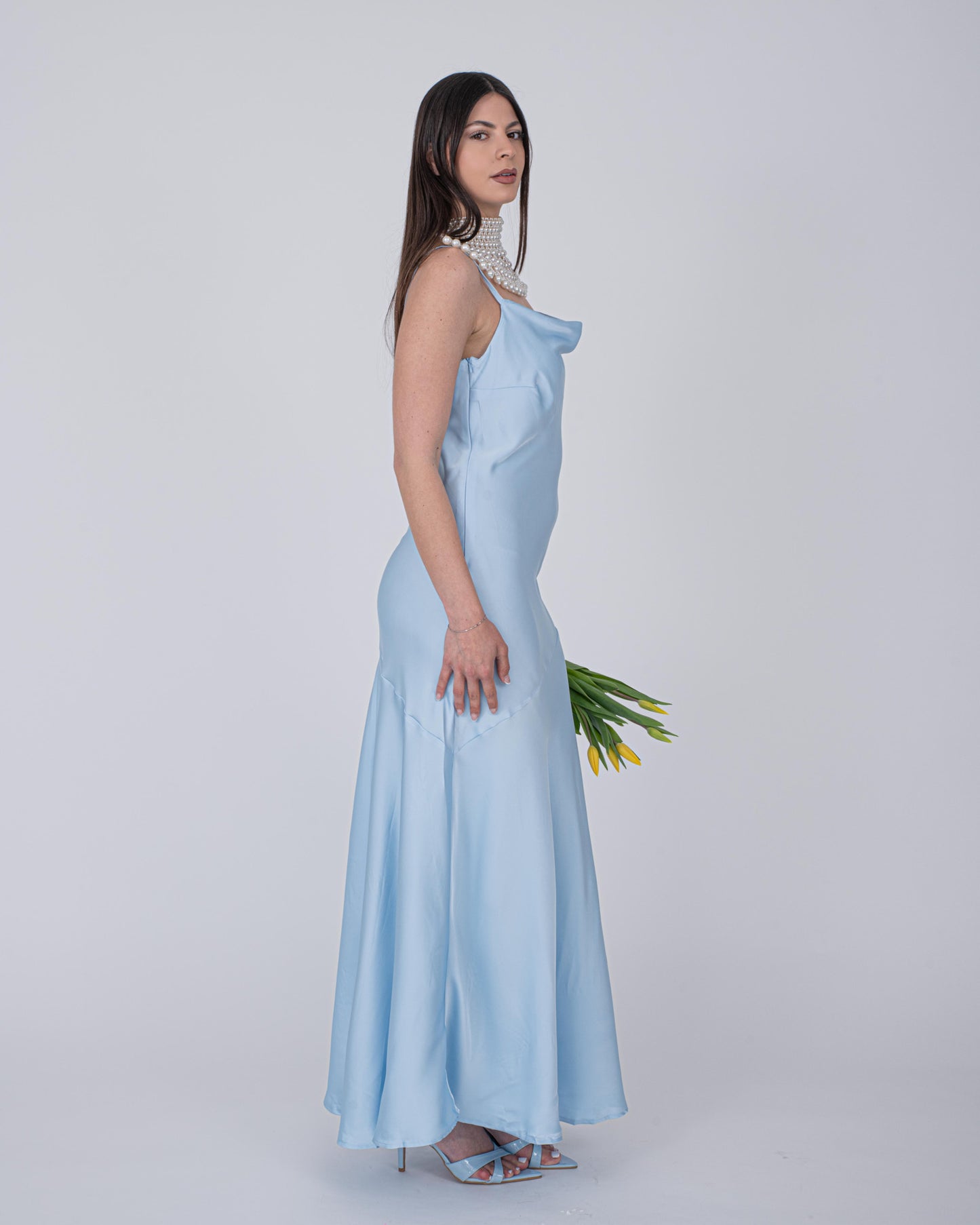 ABITO SATIN CELESTE
