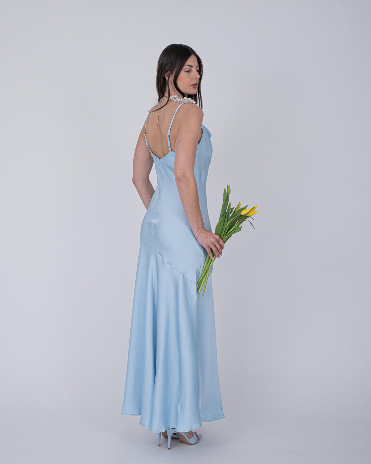 ABITO SATIN CELESTE