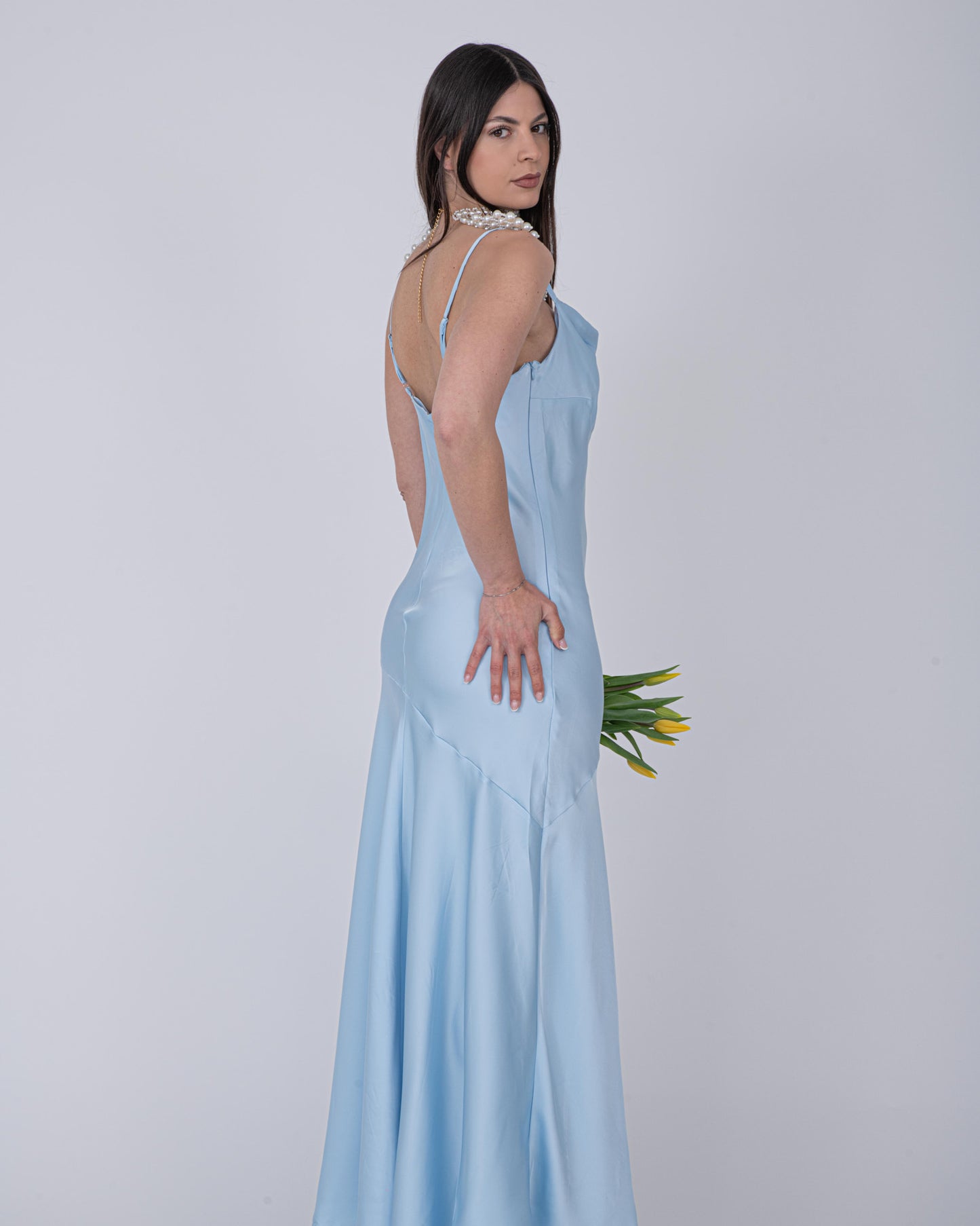 ABITO SATIN CELESTE