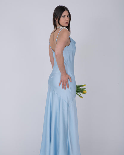 ABITO SATIN CELESTE