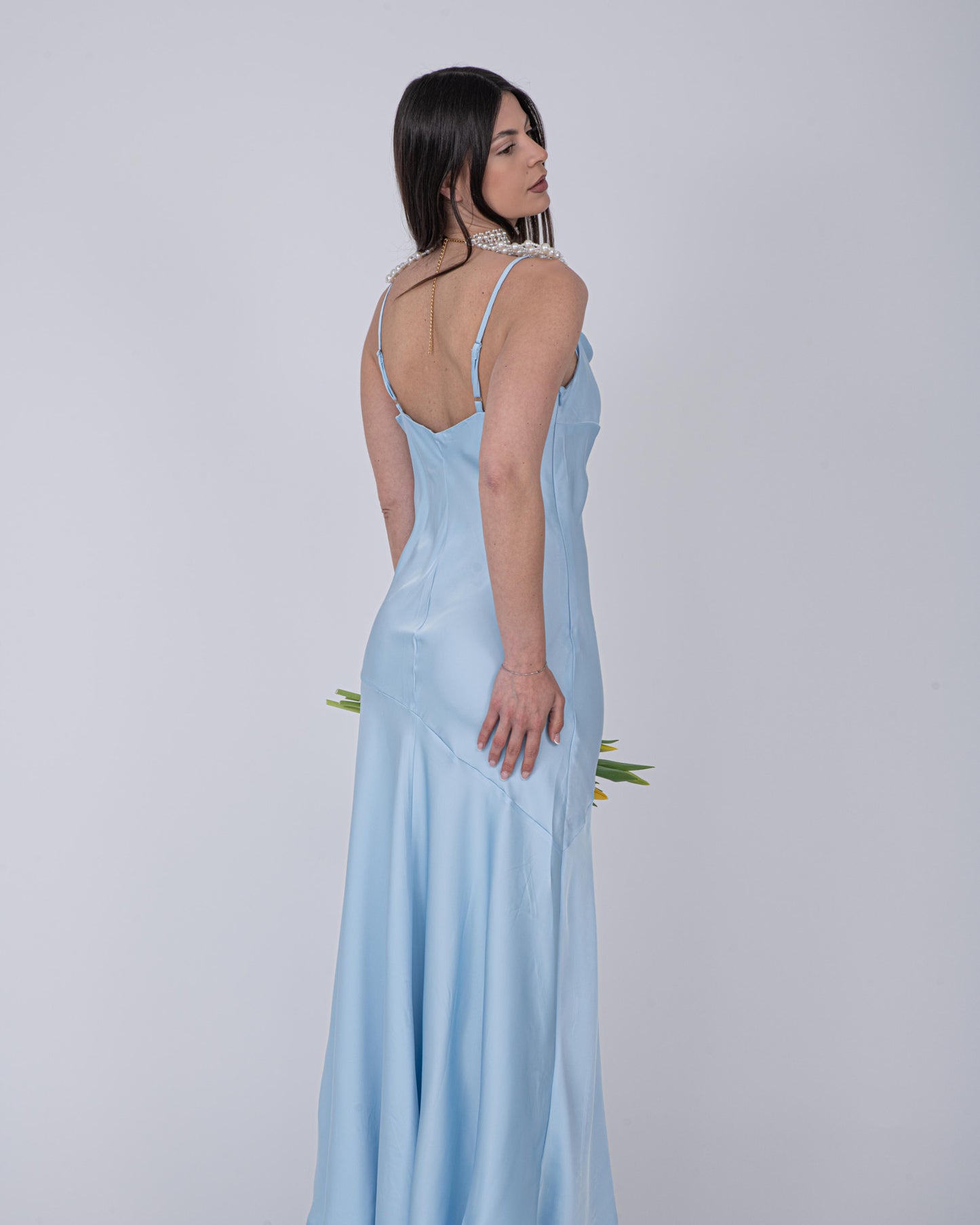 ABITO SATIN CELESTE
