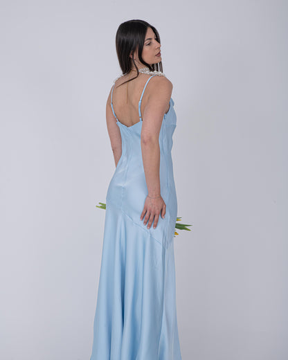 ABITO SATIN CELESTE
