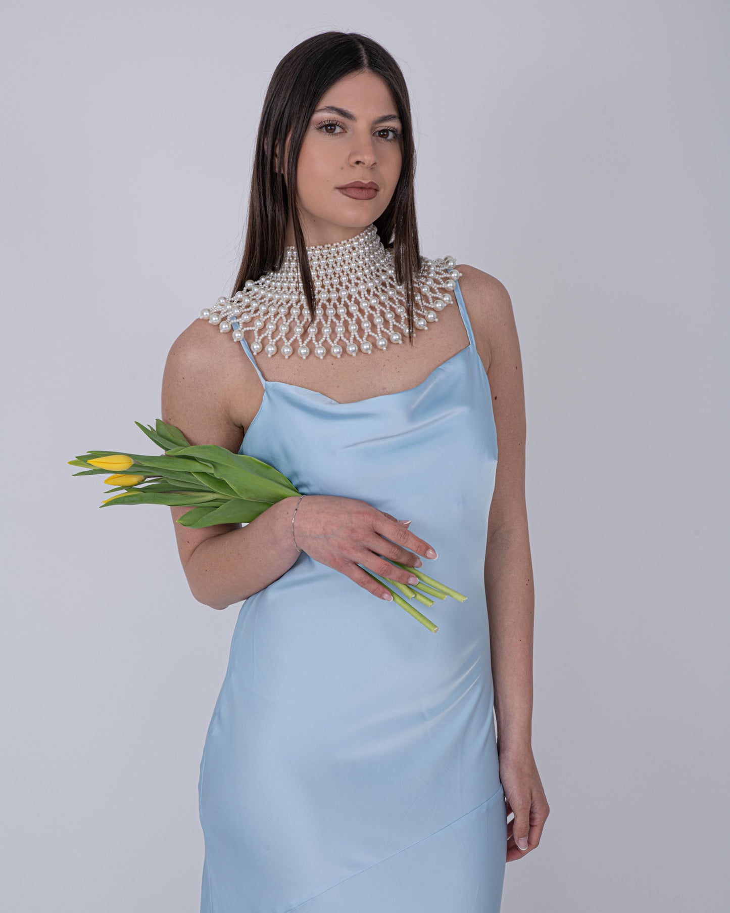 ABITO SATIN CELESTE