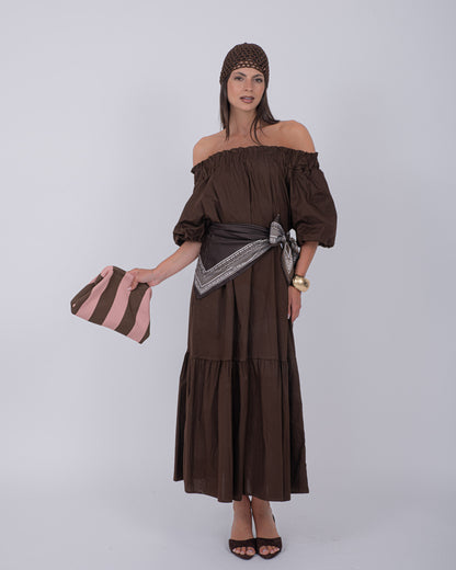 ABITO SACCO MARRONE 100% COTONE