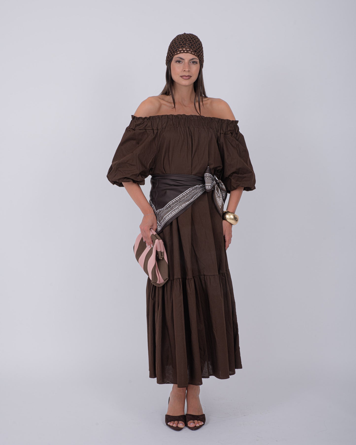 ABITO SACCO MARRONE 100% COTONE