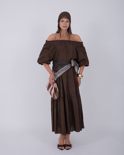 ABITO SACCO MARRONE 100% COTONE