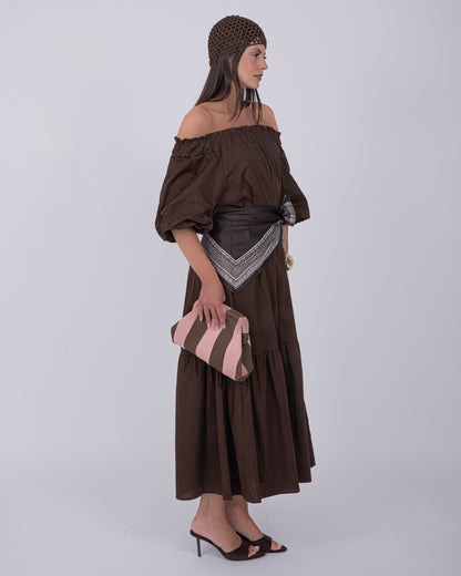 ABITO SACCO MARRONE 100% COTONE