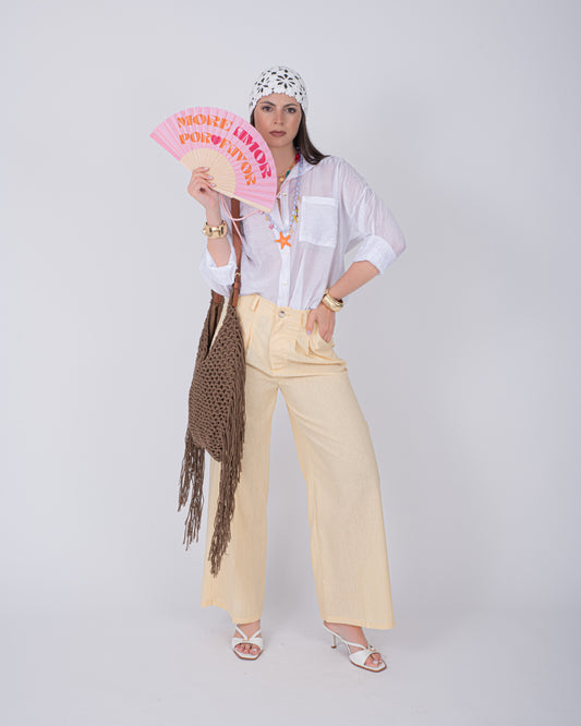 PANTALONI LINO GIALLO