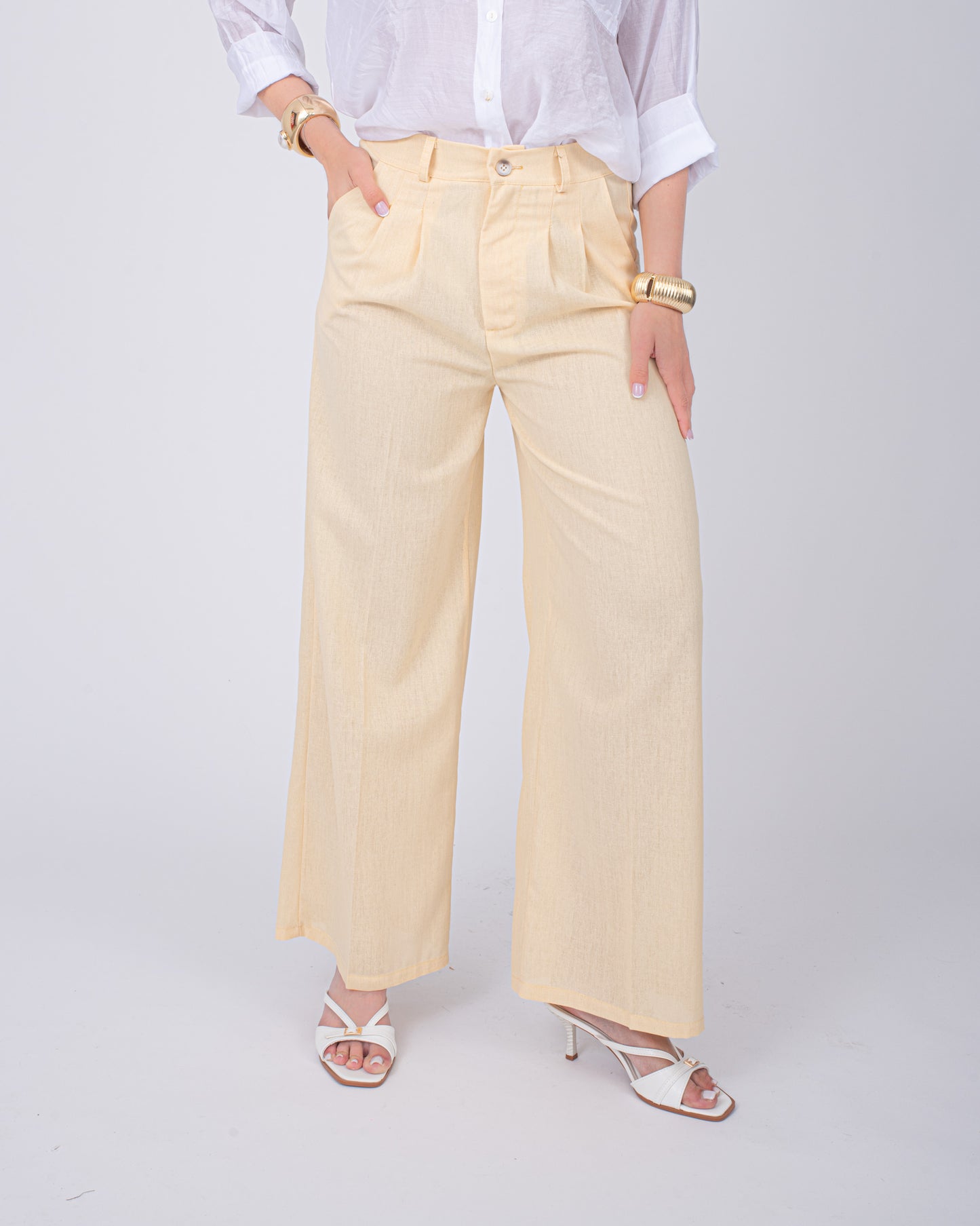 PANTALONE LINO GIALLO