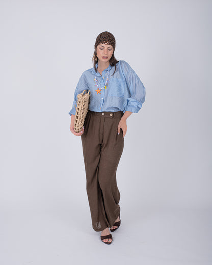 PANTALONE LINO MARRONE