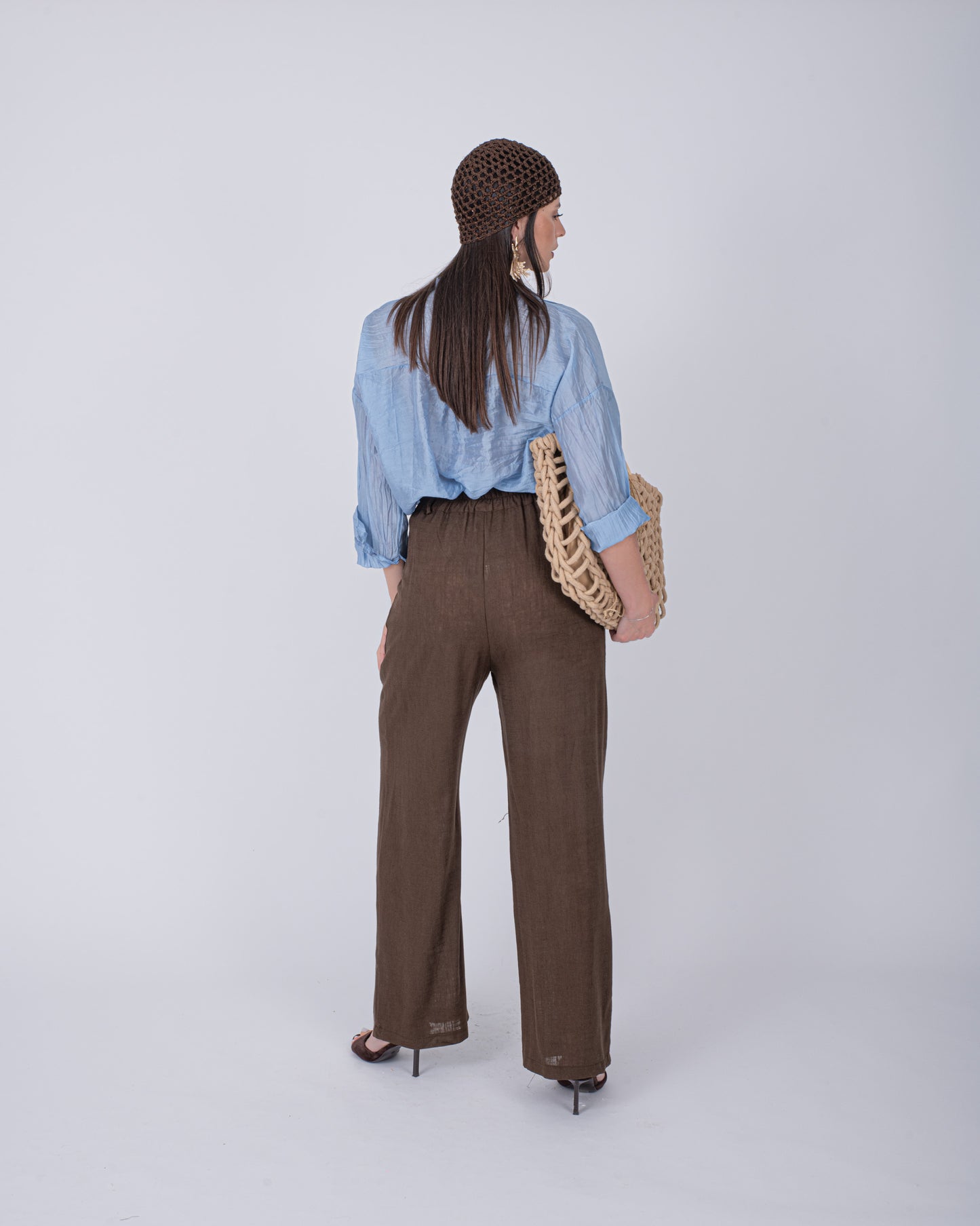 PANTALONE LINO MARRONE