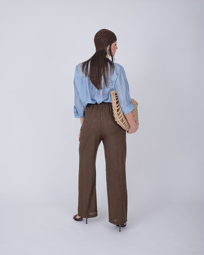 PANTALONE LINO MARRONE