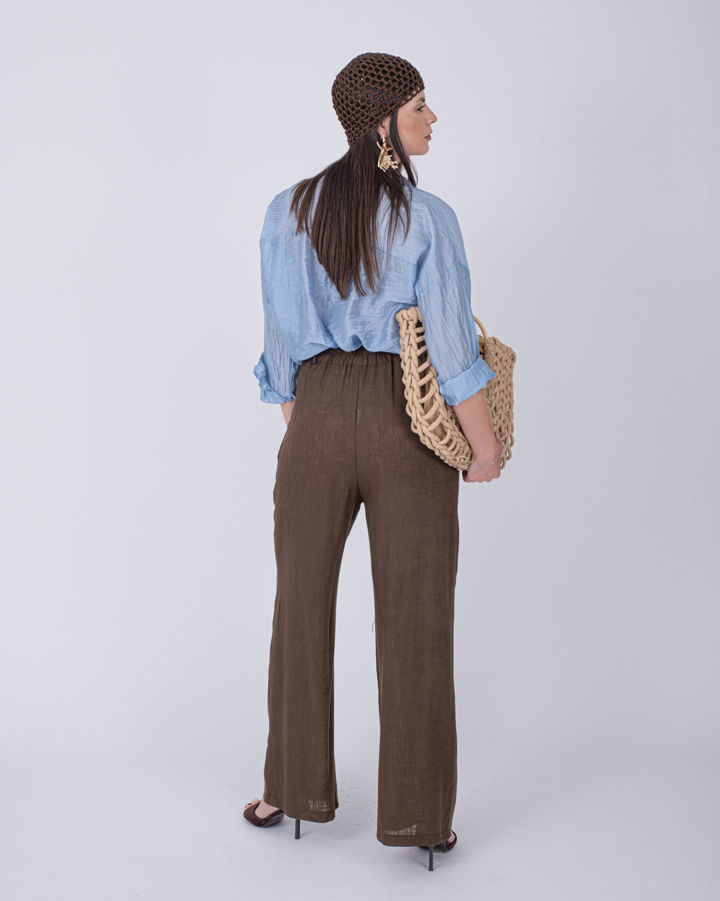 PANTALONE LINO MARRONE