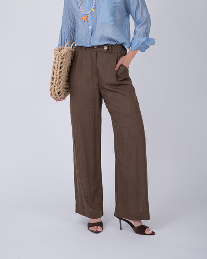 PANTALONE LINO MARRONE
