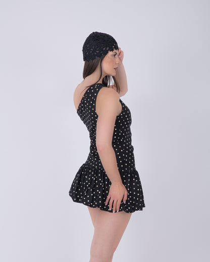 ABITO MONOSPALLA POIS NERO
