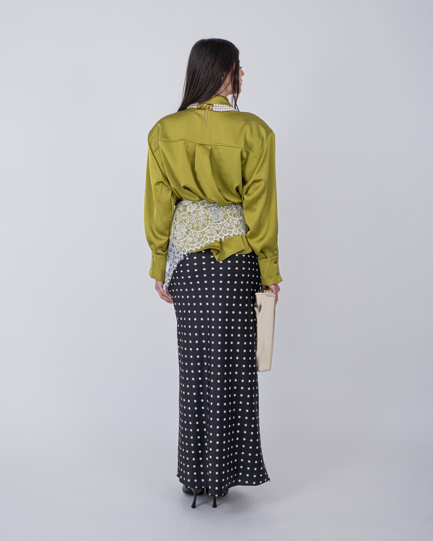 CAMICIA OVER SATIN VERDE ACIDO