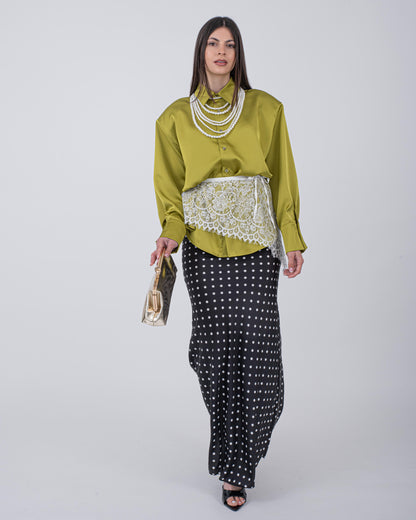 CAMICIA OVER SATIN VERDE ACIDO