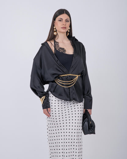 CAMICIA OVER SATIN NERO