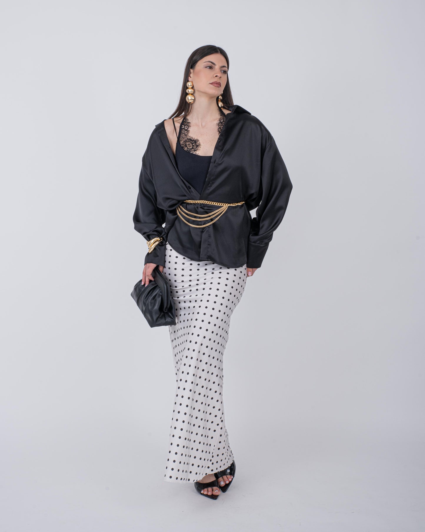 CAMICIA OVER SATIN NERO