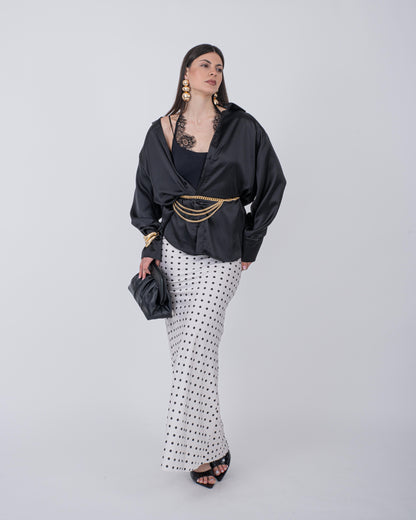 CAMICIA OVER SATIN NERO
