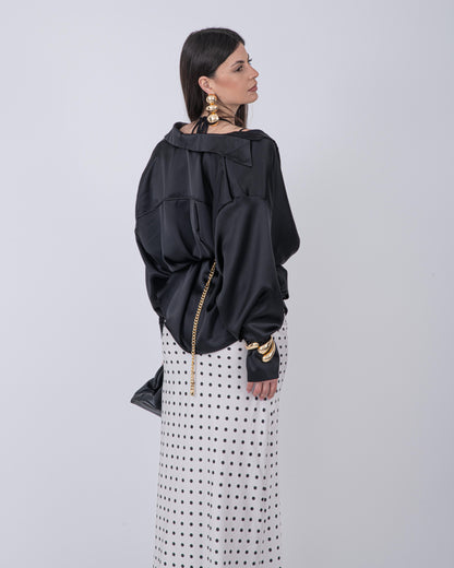 CAMICIA OVER SATIN NERO