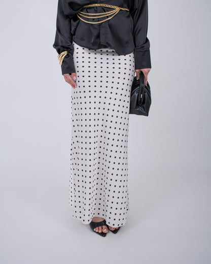 GONNA SATIN POIS WHITE