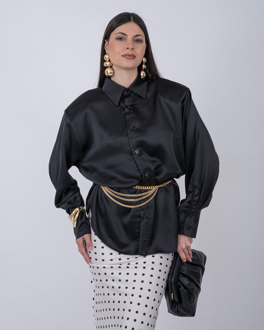CAMICIA OVER SATIN NERO