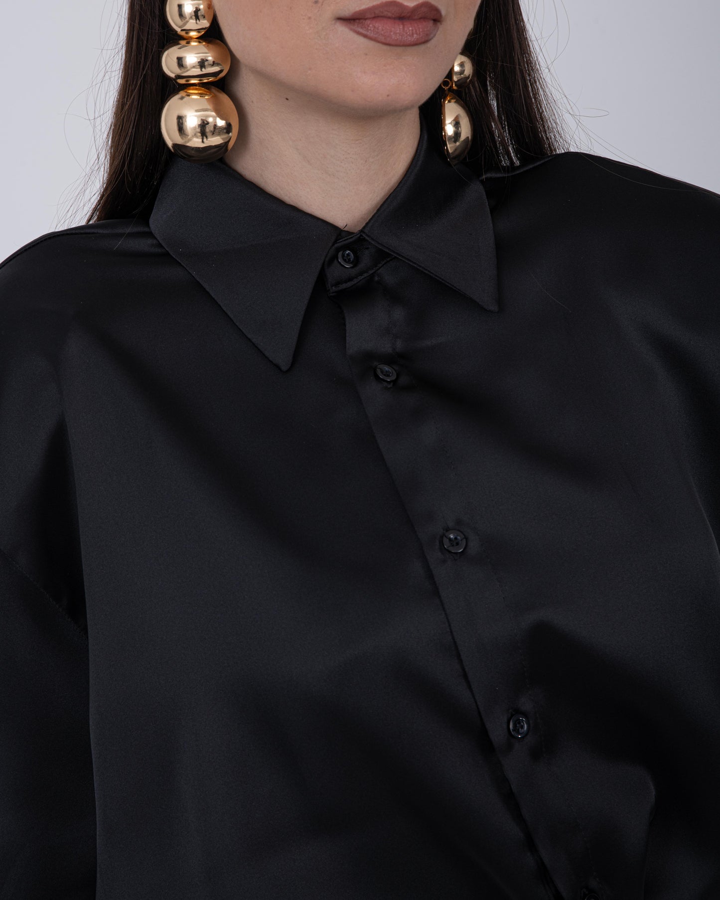 CAMICIA OVER SATIN NERO