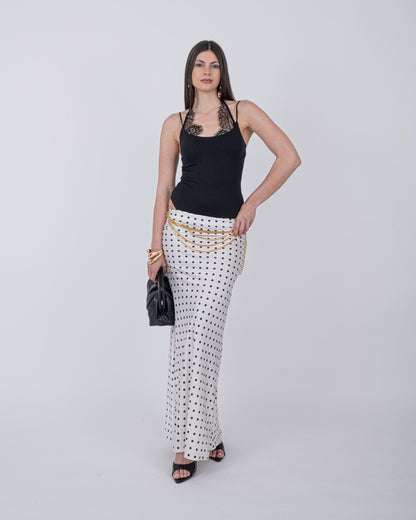 GONNA SATIN POIS WHITE