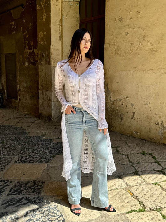 CARDIGAN FILO LAVORATO BIANCO