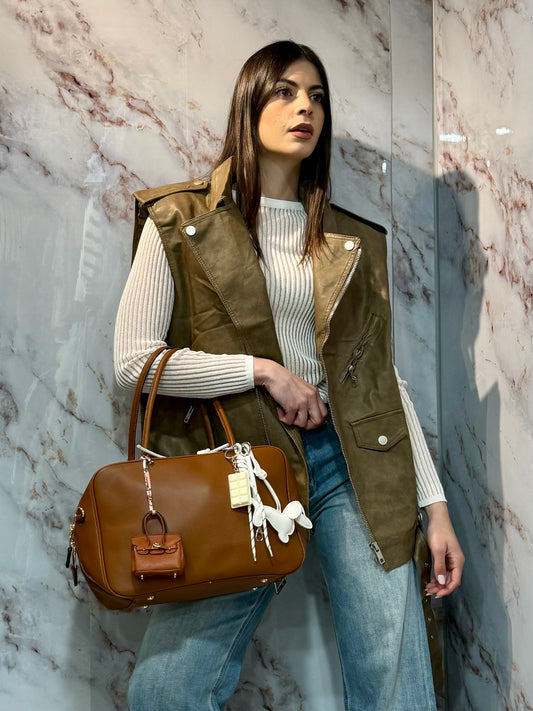 Gilet ecopelle cappuccino