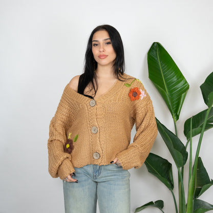 CARDIGAN FIORI A RILIEVO